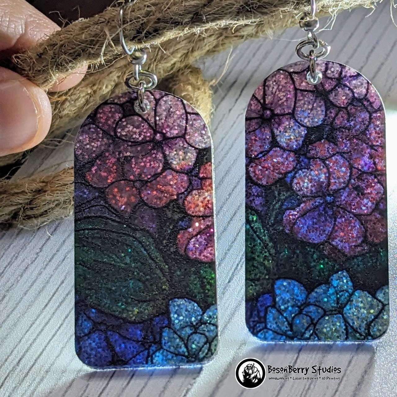 Hydrangea Glitter Acrylic Earrings