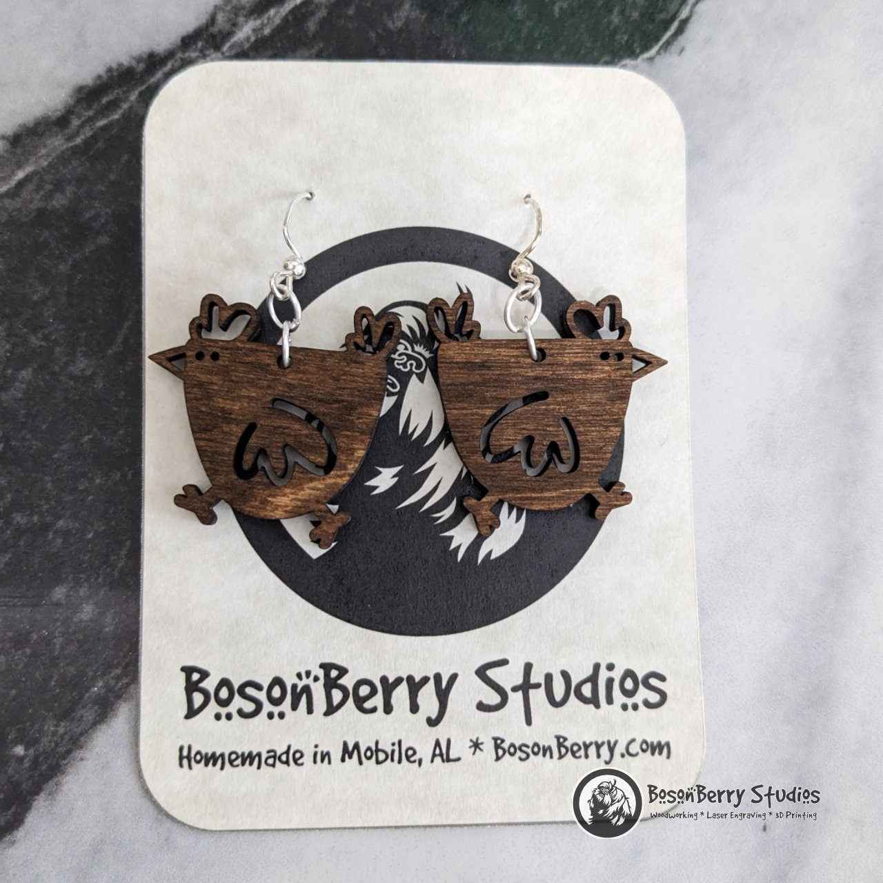 Cute Chicken Wooden Earrings