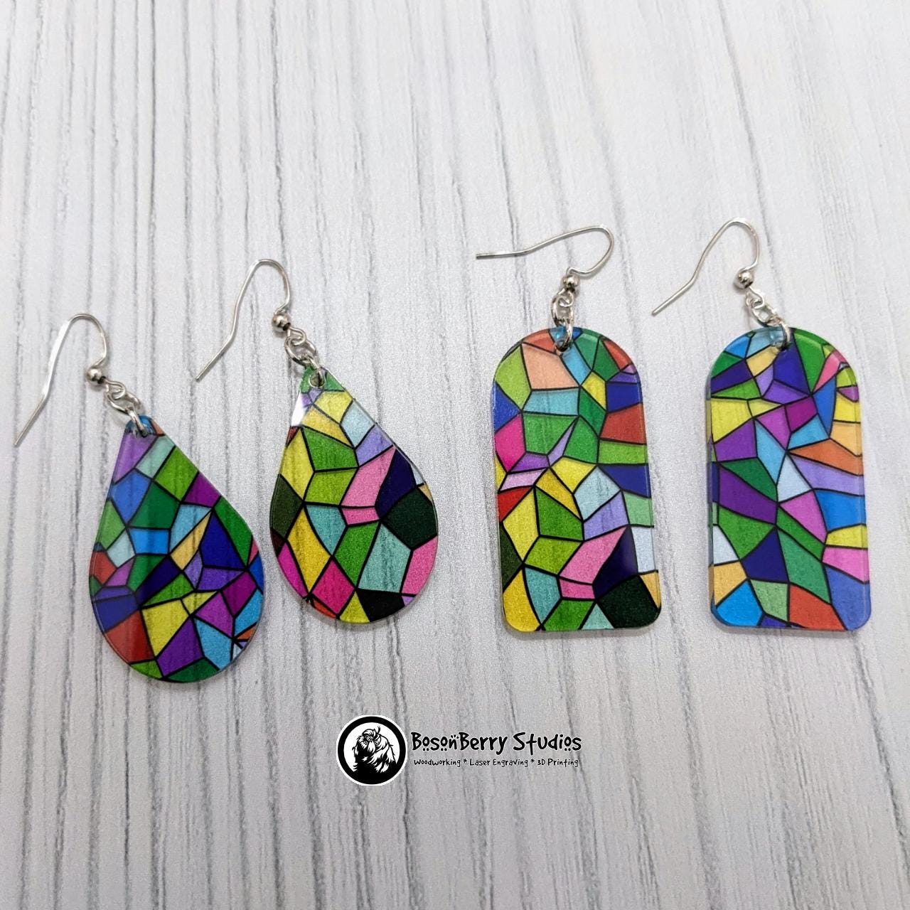 Pastel Stained Glass Acrylic Earrings