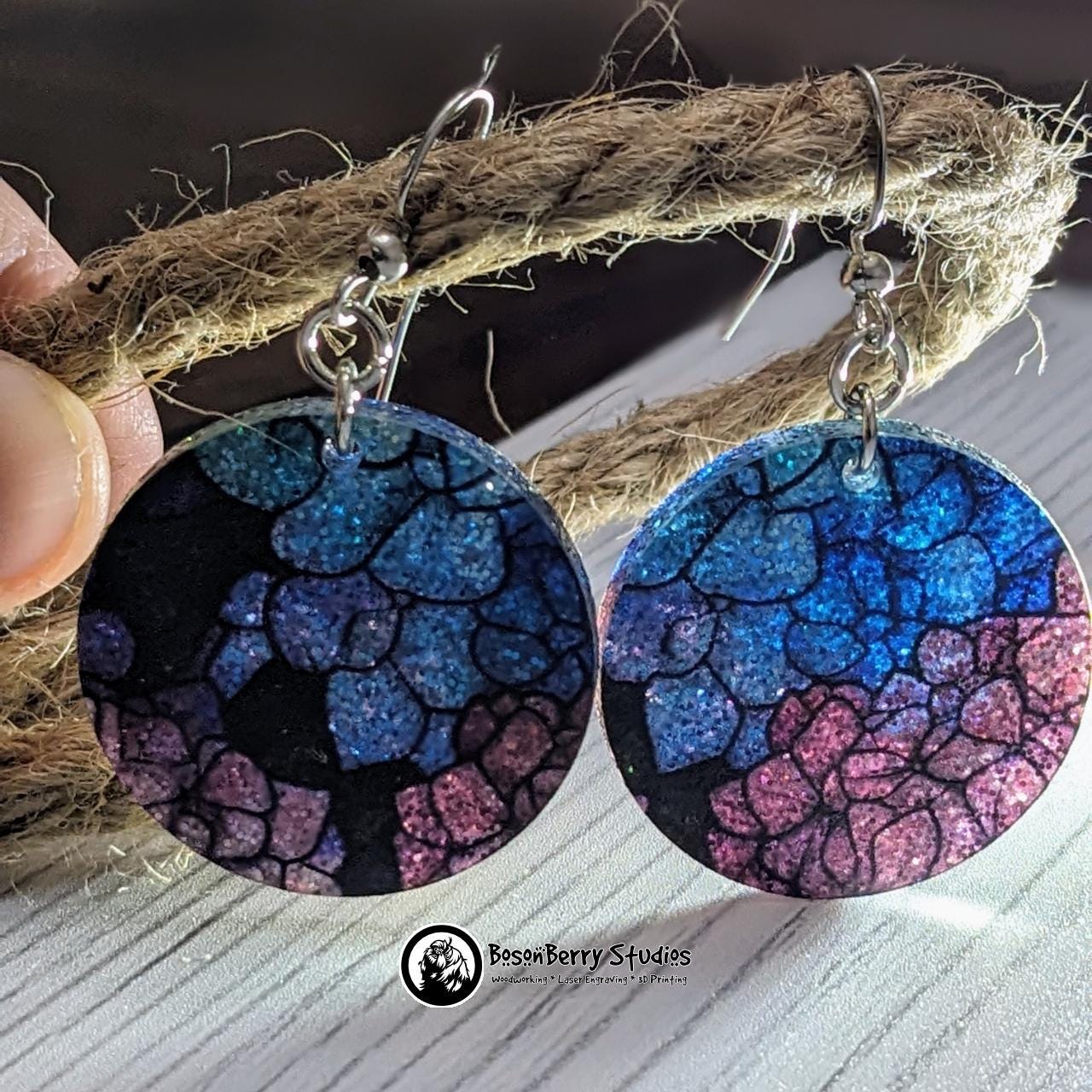 Hydrangea Glitter Acrylic Earrings