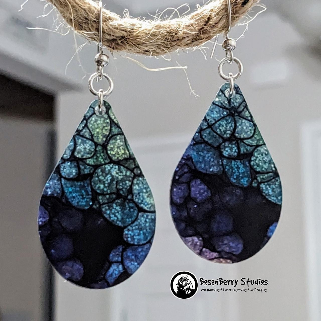 Hydrangea Glitter Acrylic Earrings