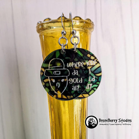 Celtic Crichton Leprechaun Acrylic Earrings