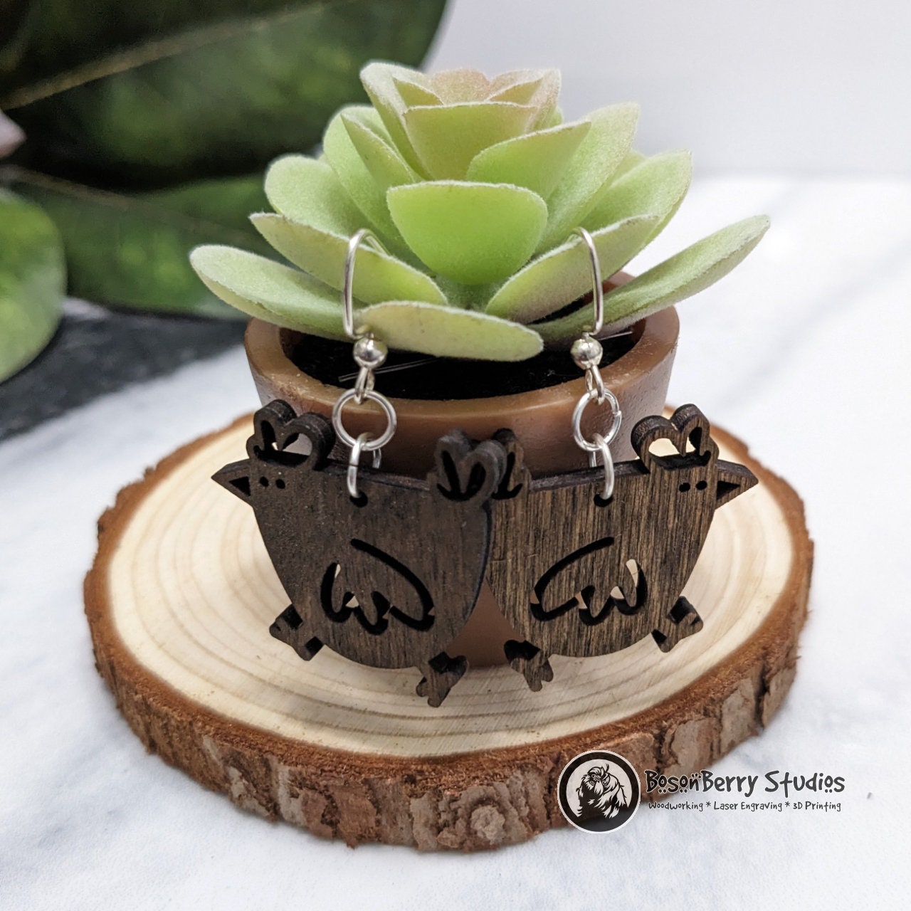 Cute Chicken Wooden Earrings