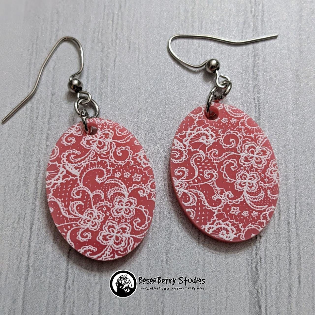 Pink Micro Lace Acrylic Earrings