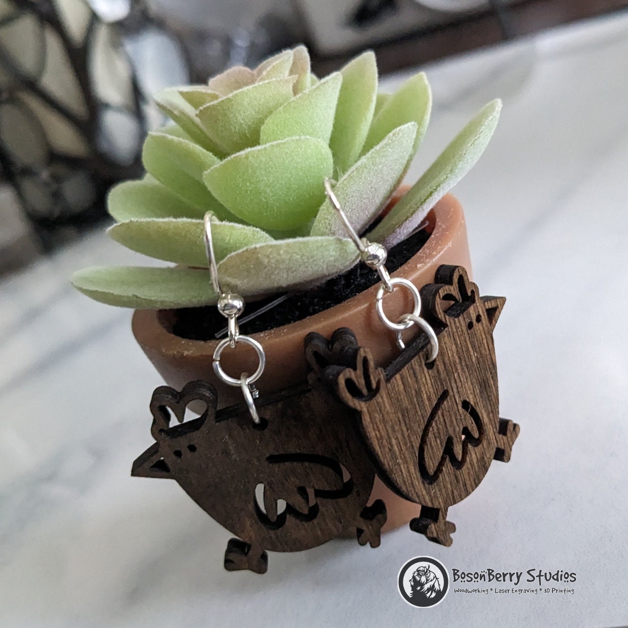 Cute Chicken Wooden Earrings