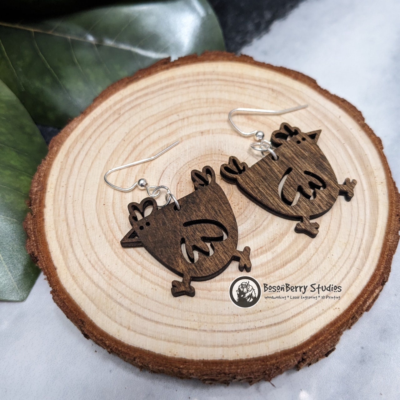 Cute Chicken Wooden Earrings
