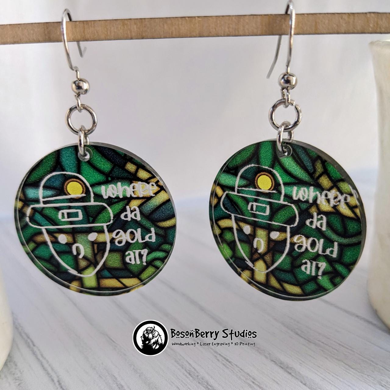 Celtic Crichton Leprechaun Acrylic Earrings