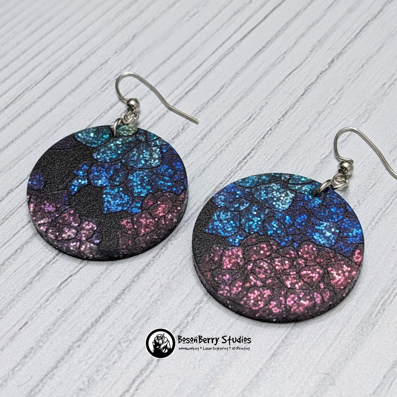 Hydrangea Glitter Acrylic Earrings