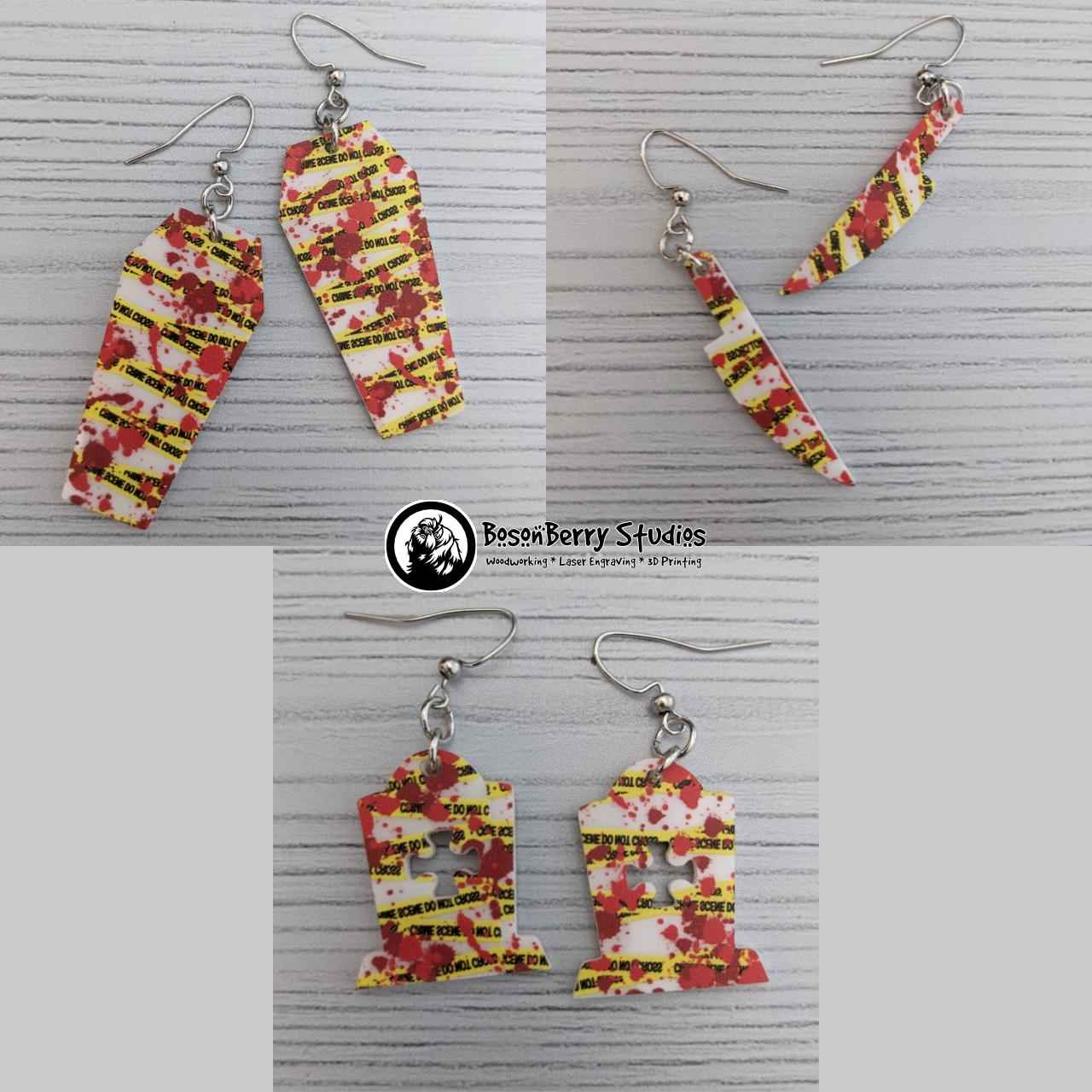 Acrylic "Blood Splatter Crime Scene" Earrings