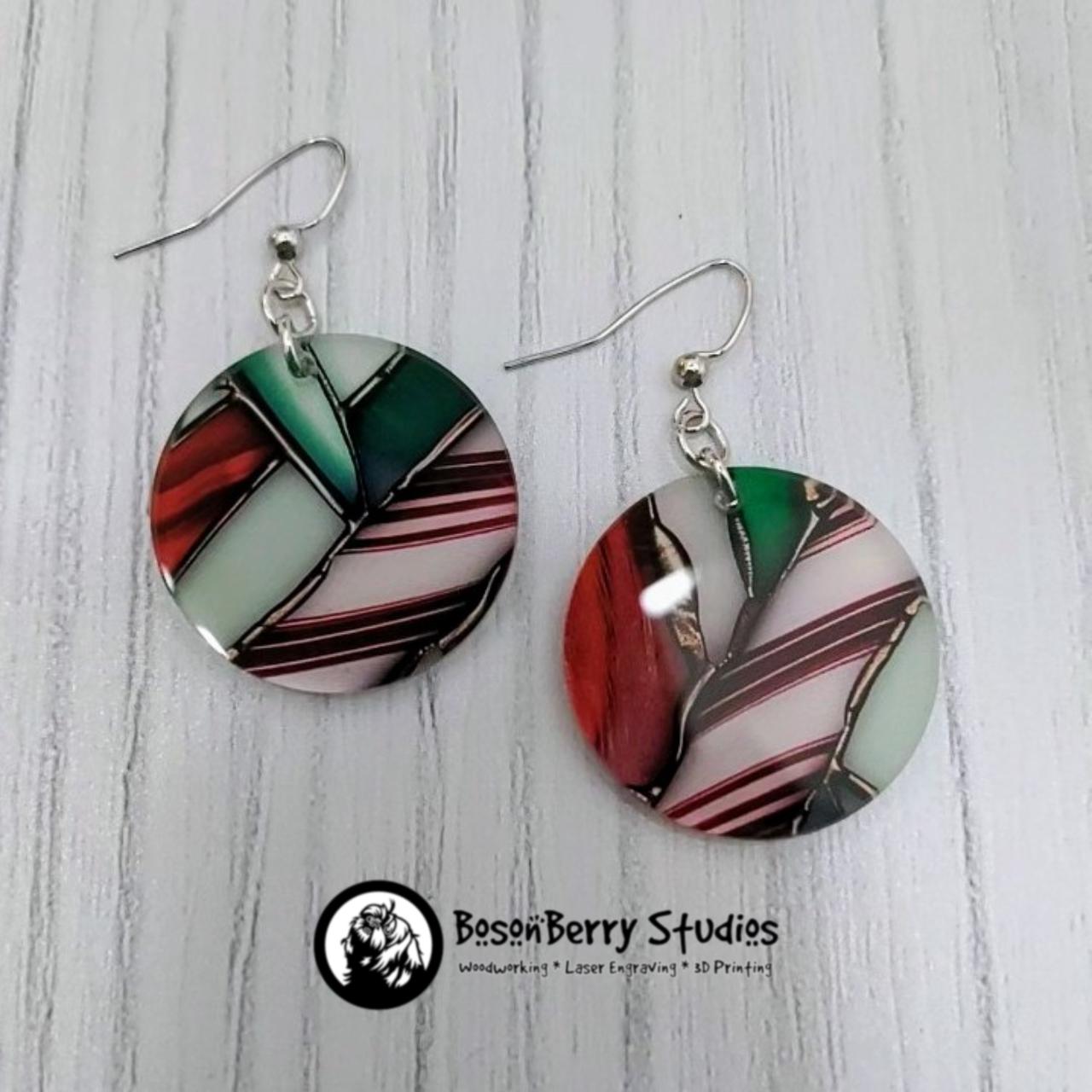 Peppermint Stained Glass Acrylic Earrings | Laser Cut | Christmas | Cute Holiday Jewelry