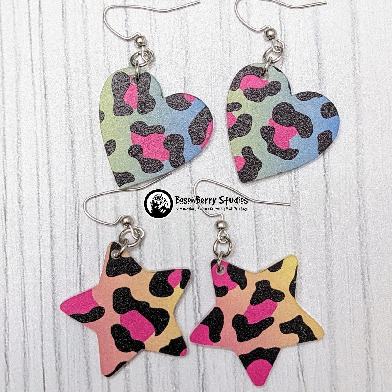 Rainbow Cheetah Acrylic Earrings | Laser Cut | Animal Print | Bright | 90s | Retro