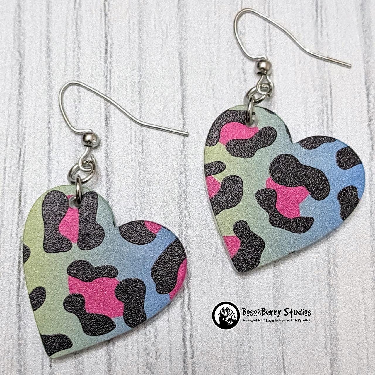 Rainbow Cheetah Acrylic Earrings | Laser Cut | Animal Print | Bright | 90s | Retro