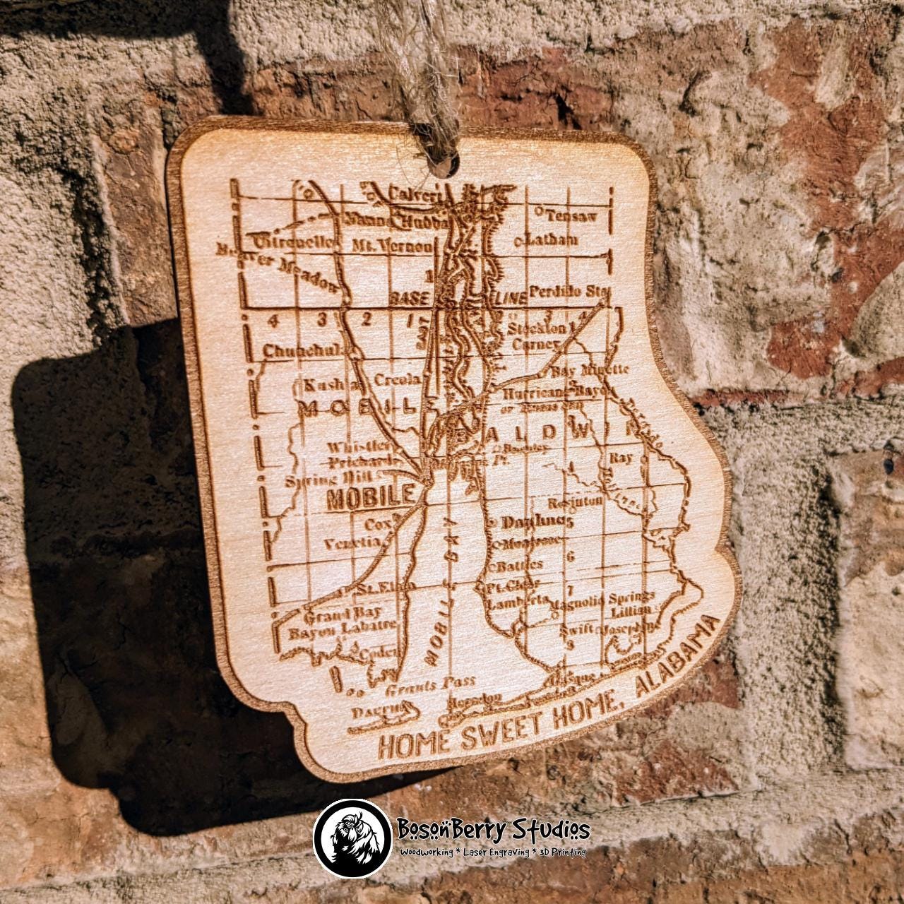 Old Mobile Baldwin Map Christmas Ornament | Lower Alabama Bay | Décor Holiday Gift | Gulf Coast | Grand Bay Daphne Fairhope Saraland Shores
