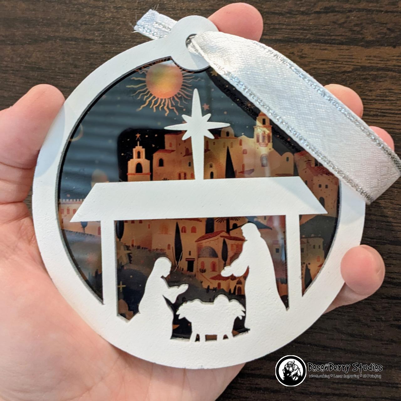 Bethlehem Nativity Christmas Ornament | Décor Holiday Gift | Suncatcher | Christian | Religious | Manger Scene