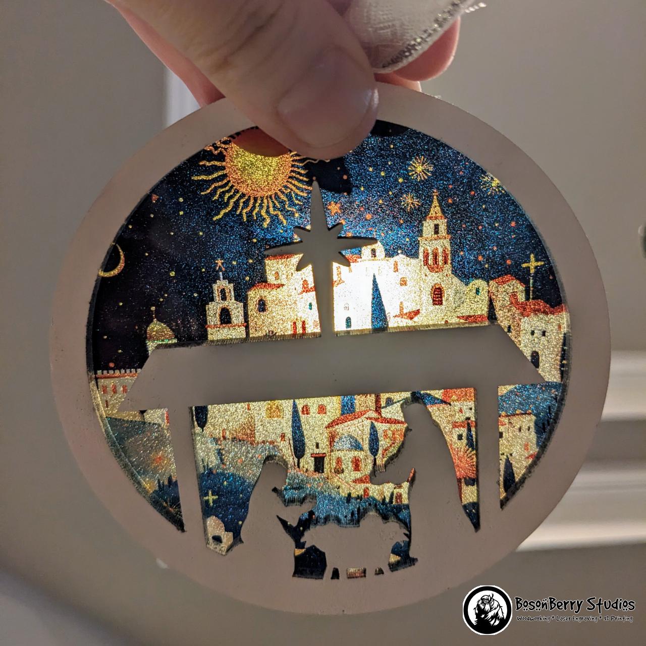 Bethlehem Nativity Christmas Ornament | Décor Holiday Gift | Suncatcher | Christian | Religious | Manger Scene