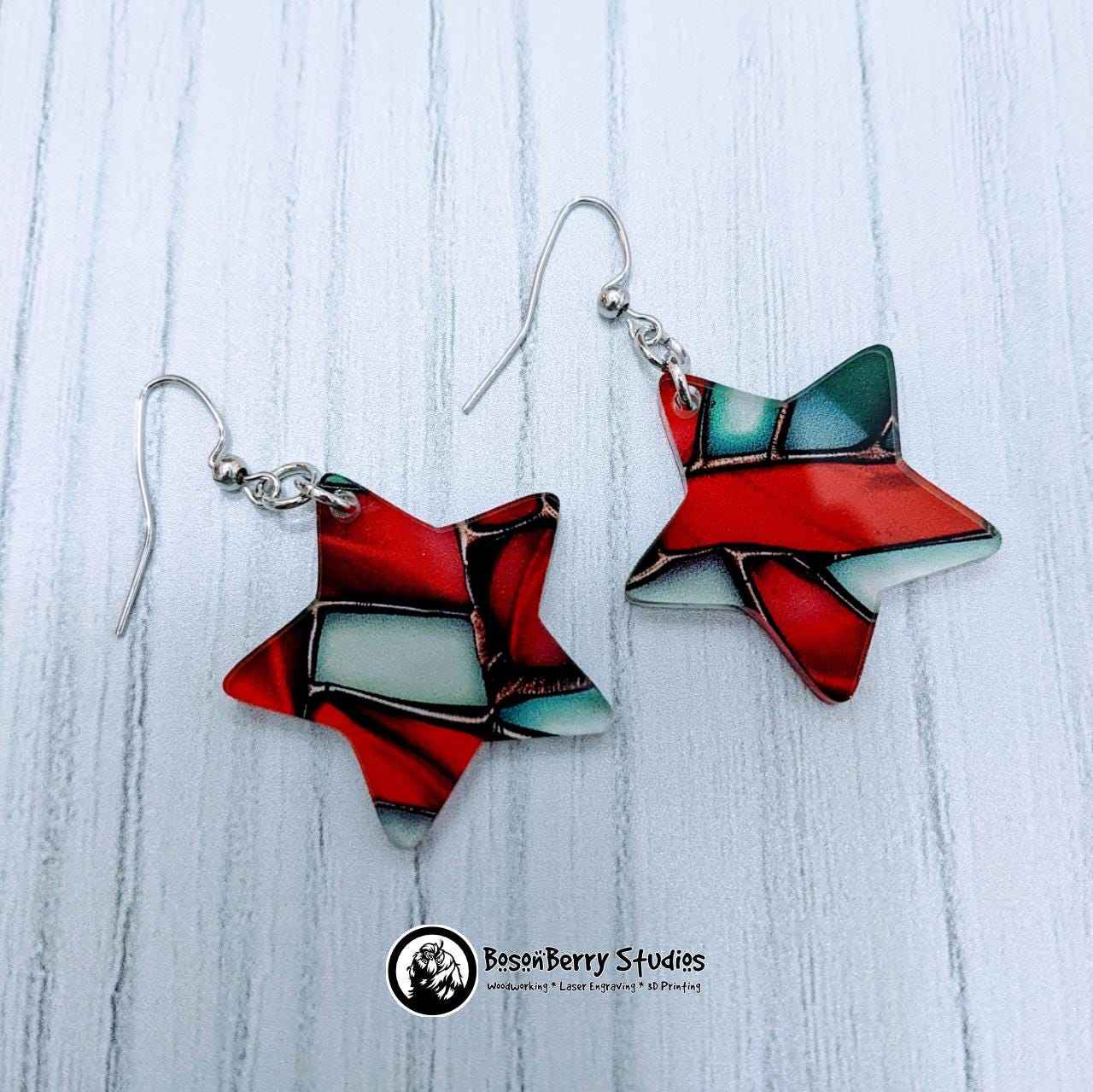 Peppermint Stained Glass Acrylic Earrings