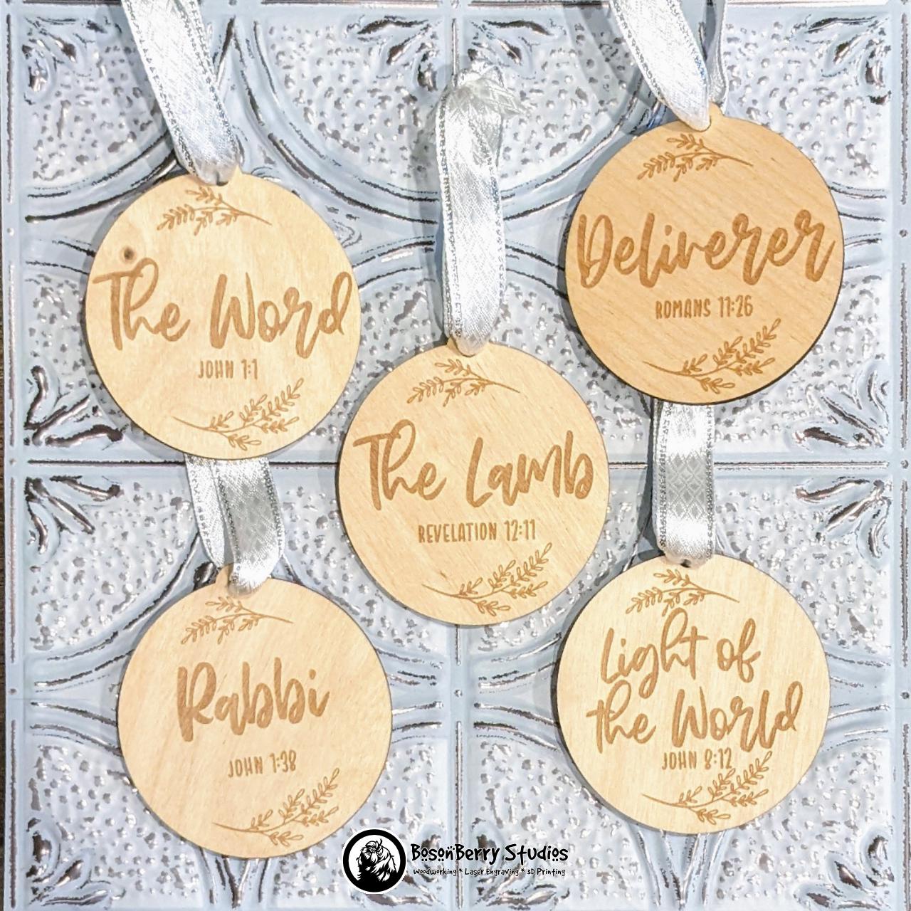 Names of Jesus Advent Christmas Ornaments (Set of 25) | Décor Holiday Gift | Christian | Religious | Seasonal Scripture Tree Decoration