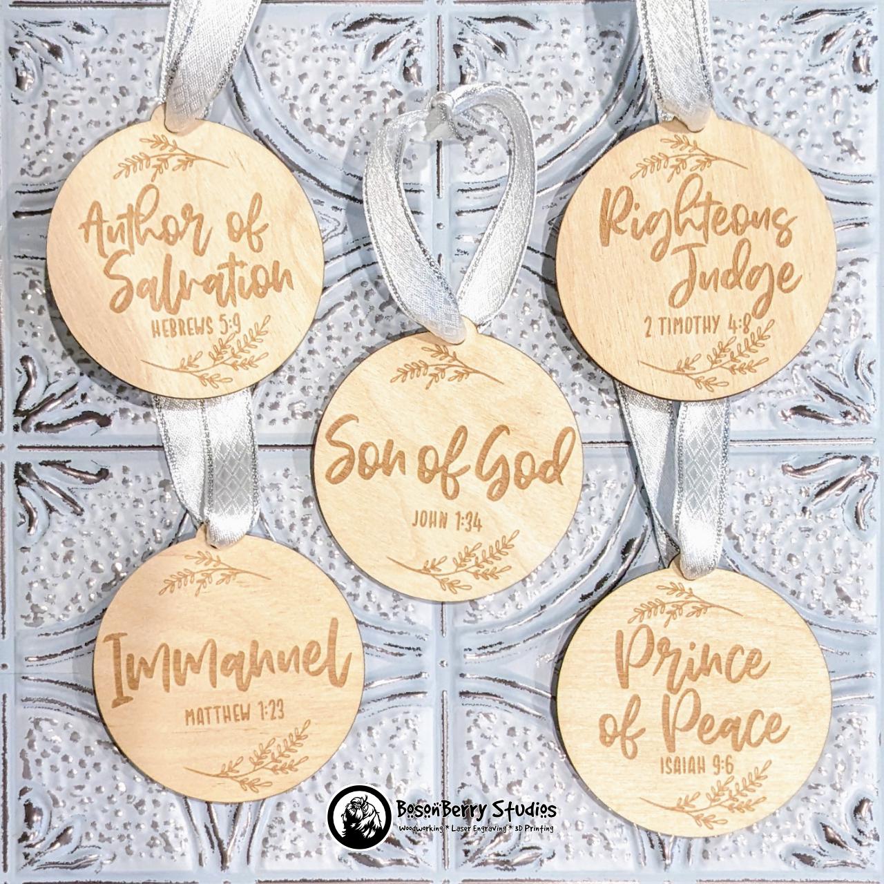 Names of Jesus Advent Christmas Ornaments (Set of 25) | Décor Holiday Gift | Christian | Religious | Seasonal Scripture Tree Decoration