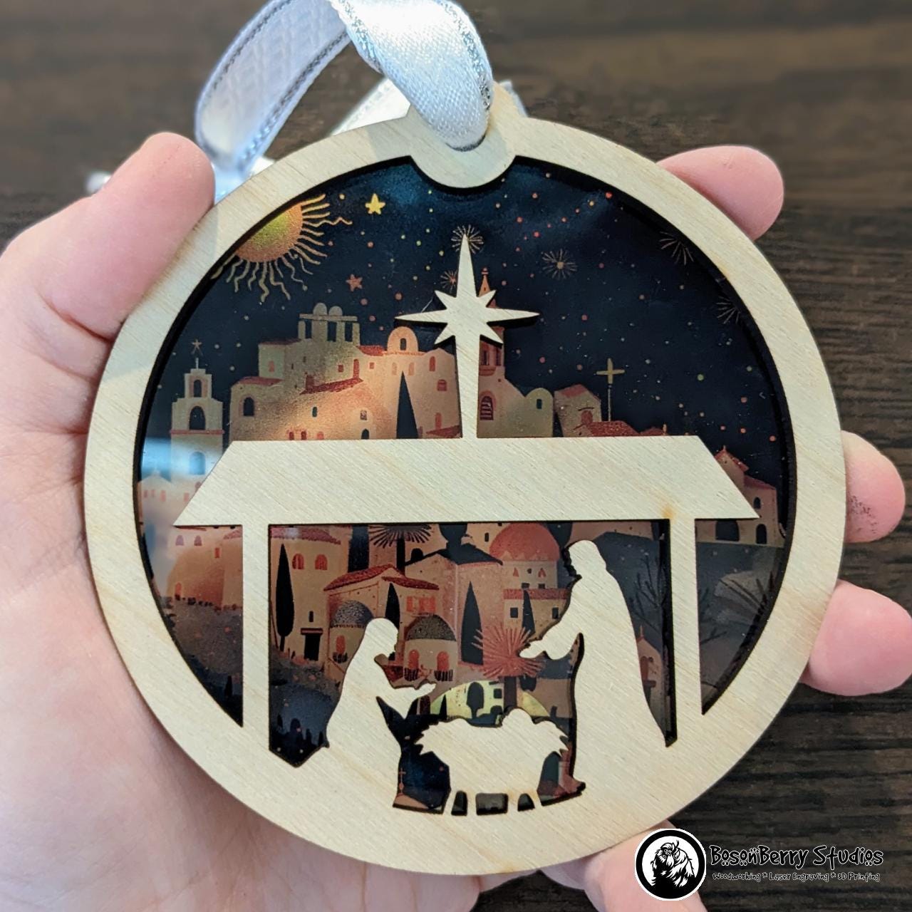 Bethlehem Nativity Christmas Ornament | Décor Holiday Gift | Suncatcher | Christian | Religious | Manger Scene
