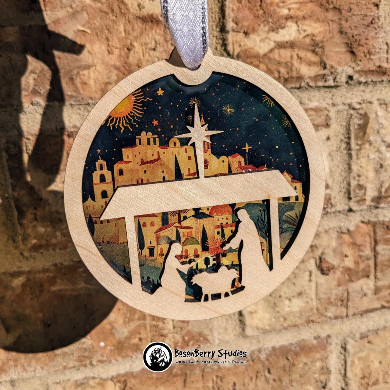 Bethlehem Nativity Christmas Ornament | Décor Holiday Gift | Suncatcher | Christian | Religious | Manger Scene