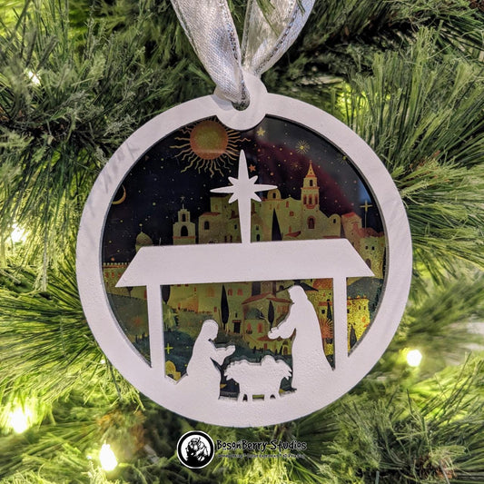 Bethlehem Nativity Christmas Ornament | Décor Holiday Gift | Suncatcher | Christian | Religious | Manger Scene