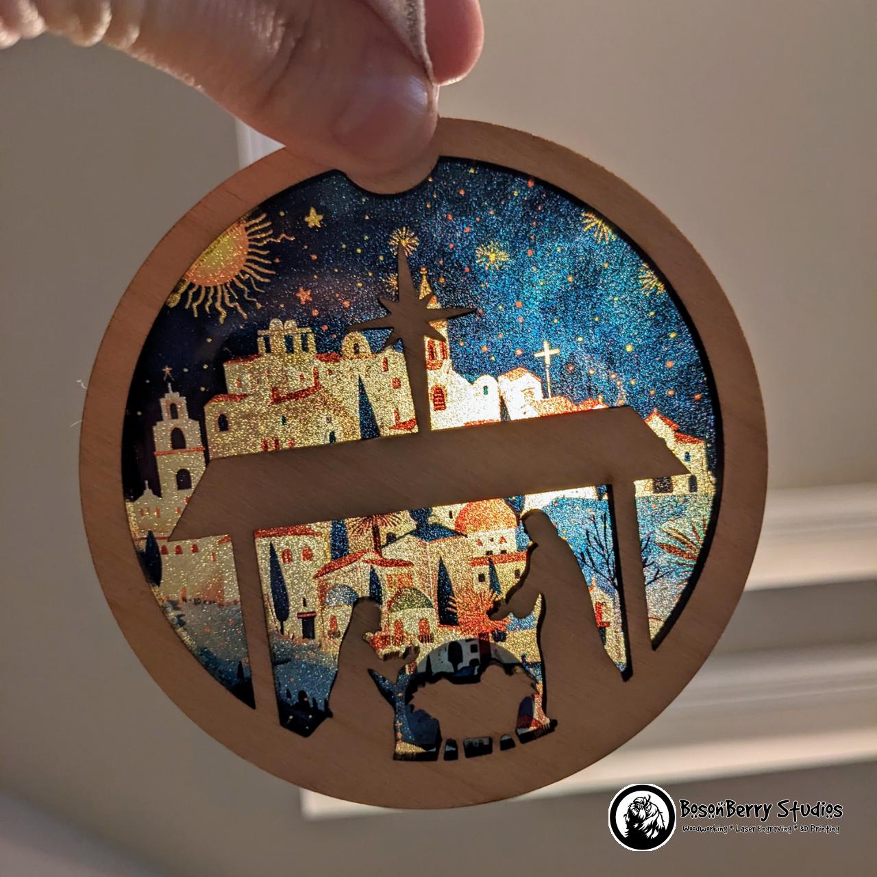 Bethlehem Nativity Christmas Ornament | Décor Holiday Gift | Suncatcher | Christian | Religious | Manger Scene