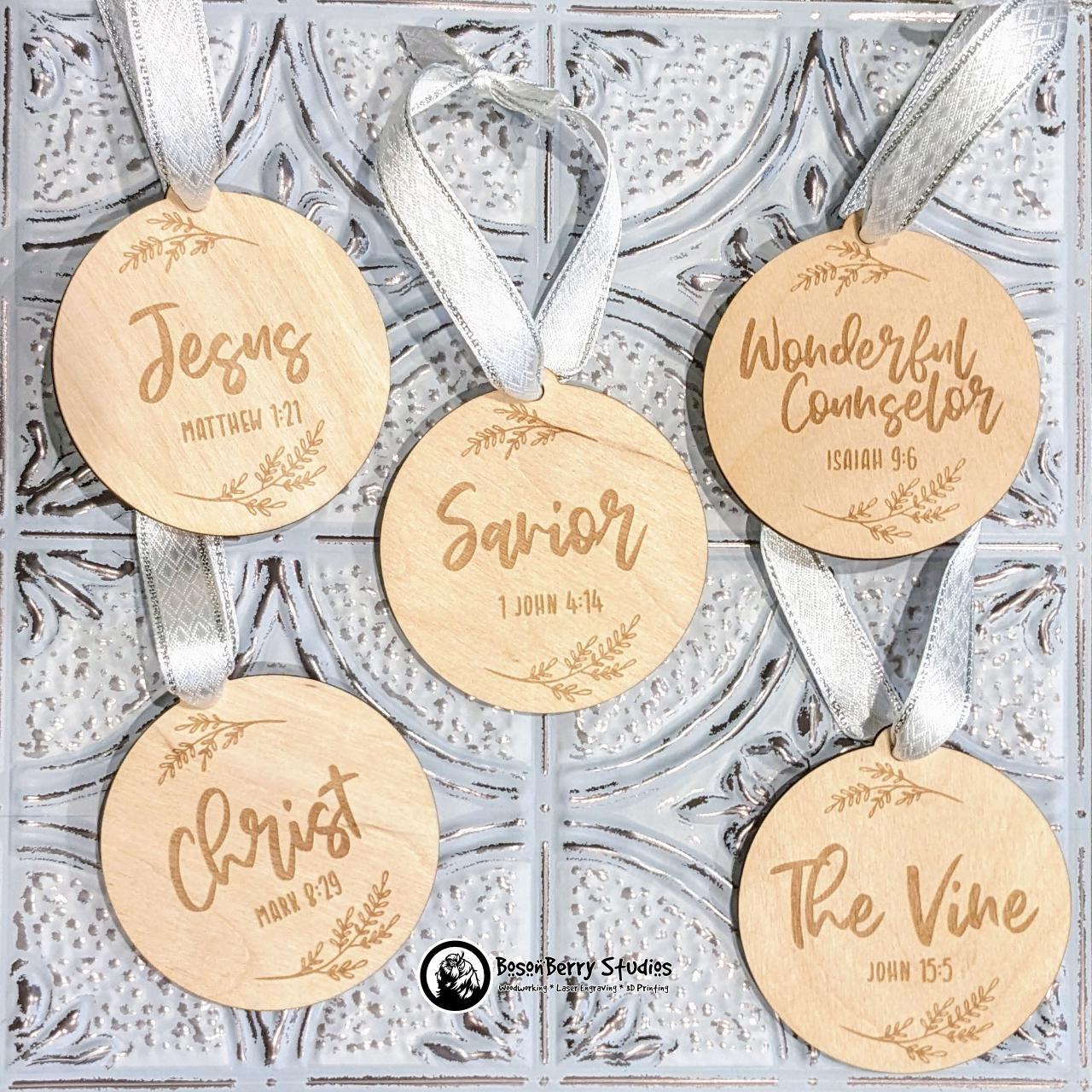 Names of Jesus Advent Christmas Ornaments (Set of 25) | Décor Holiday Gift | Christian | Religious | Seasonal Scripture Tree Decoration