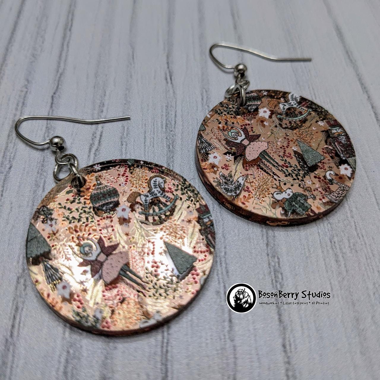 Nutcracker Rose-Gold Mirrored Acrylic Earrings