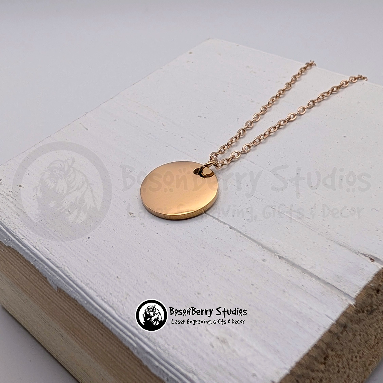 15mm Disc Pendant Necklace with Personalized Engraving