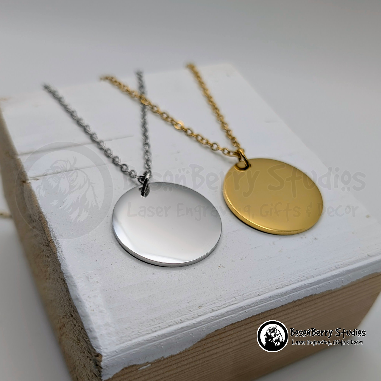 25mm Disc Pendant Necklace with Personalized Engraving