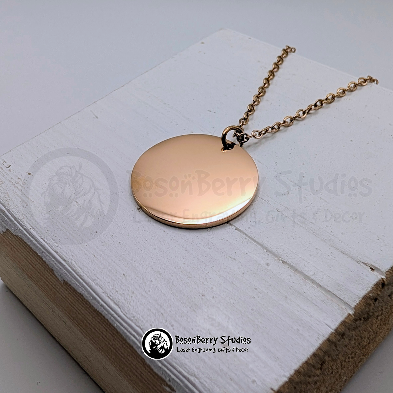 25mm Disc Pendant Necklace with Personalized Engraving
