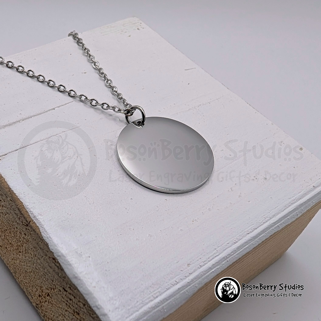 25mm Disc Pendant Necklace with Personalized Engraving