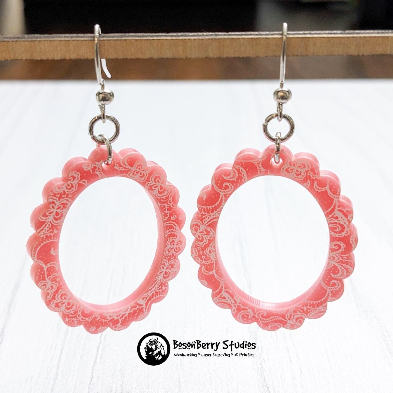 Pink Micro Lace Acrylic Earrings