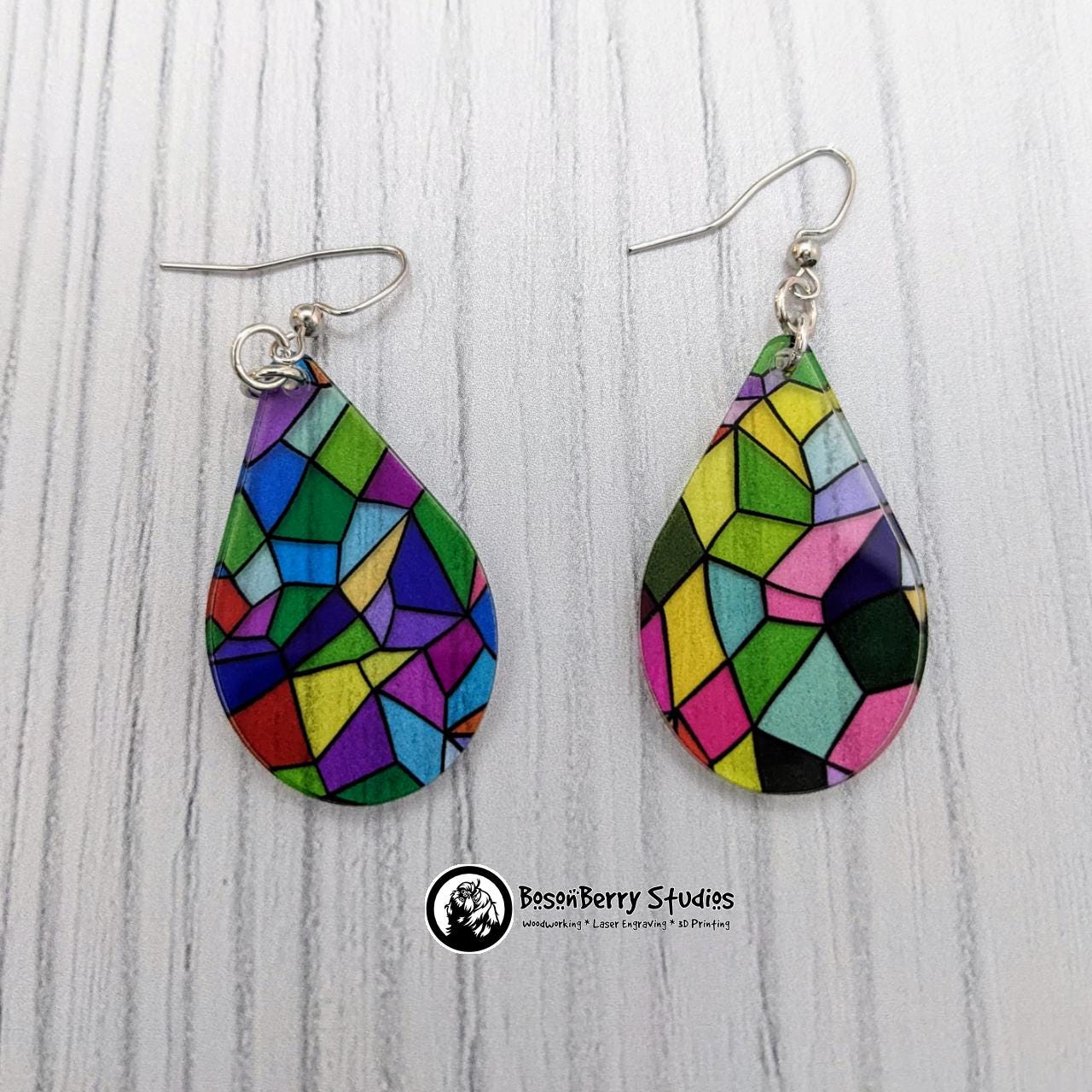 Pastel Stained Glass Acrylic Earrings
