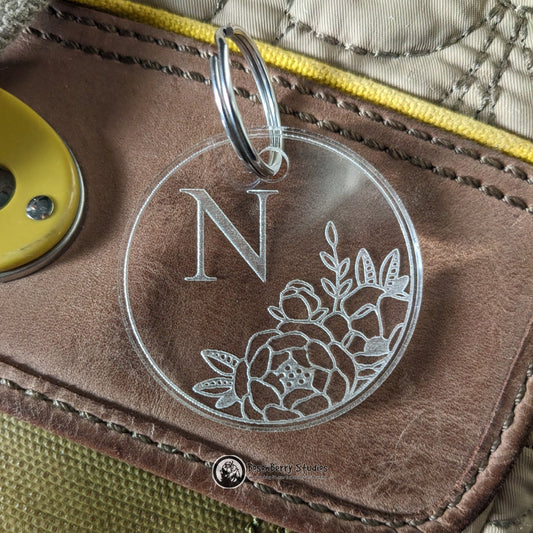 Peonies Monogram Acrylic Keychain