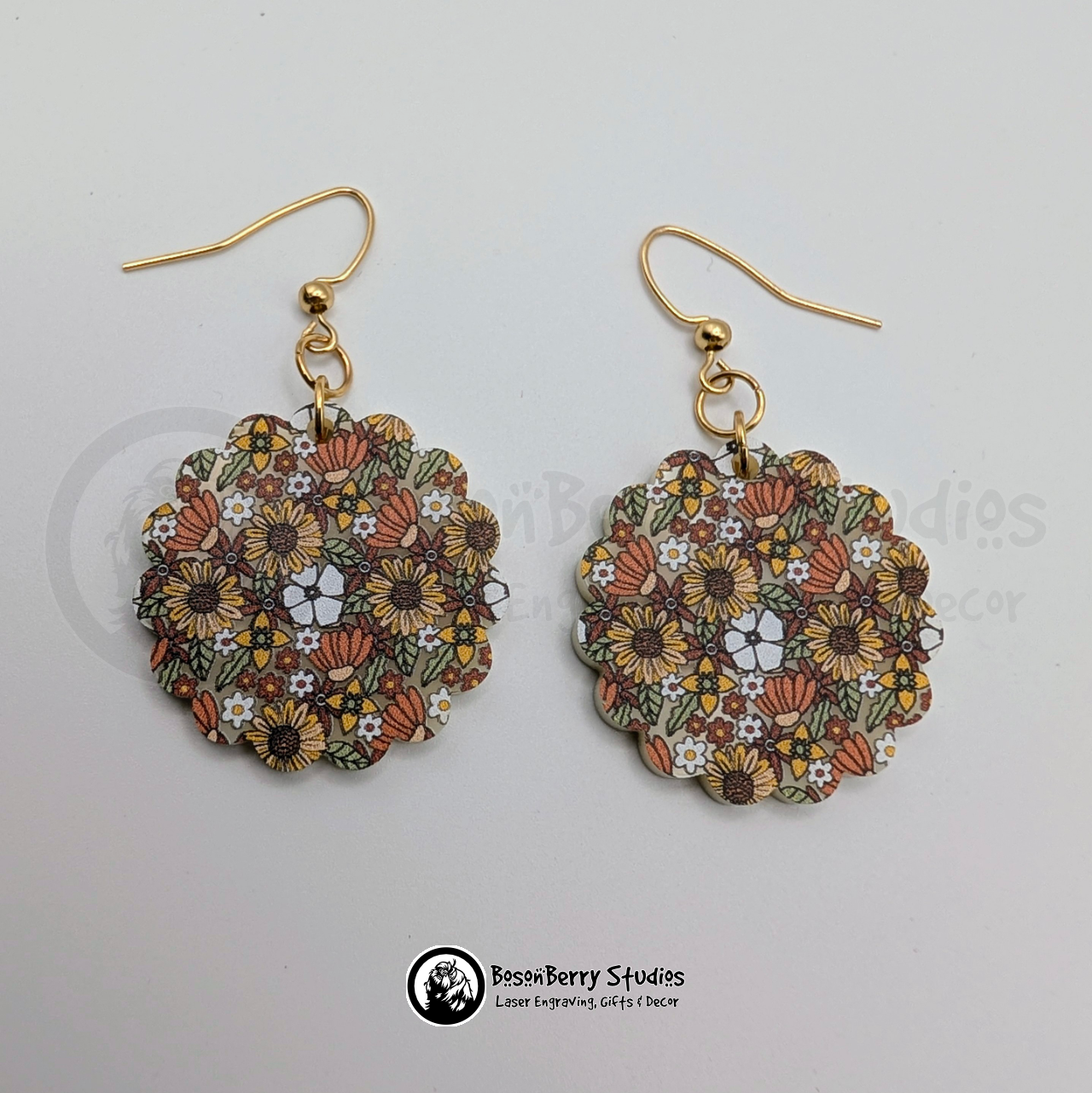 70s Floral Acrylic Earrings