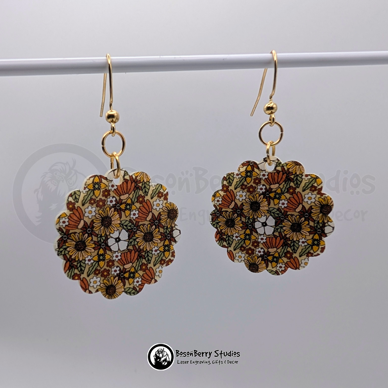 70s Floral Acrylic Earrings