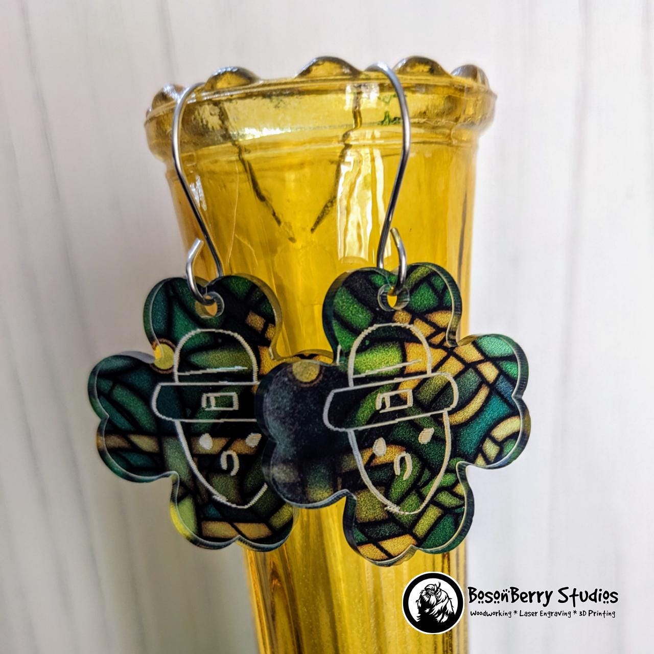 Celtic Crichton Leprechaun Acrylic Earrings