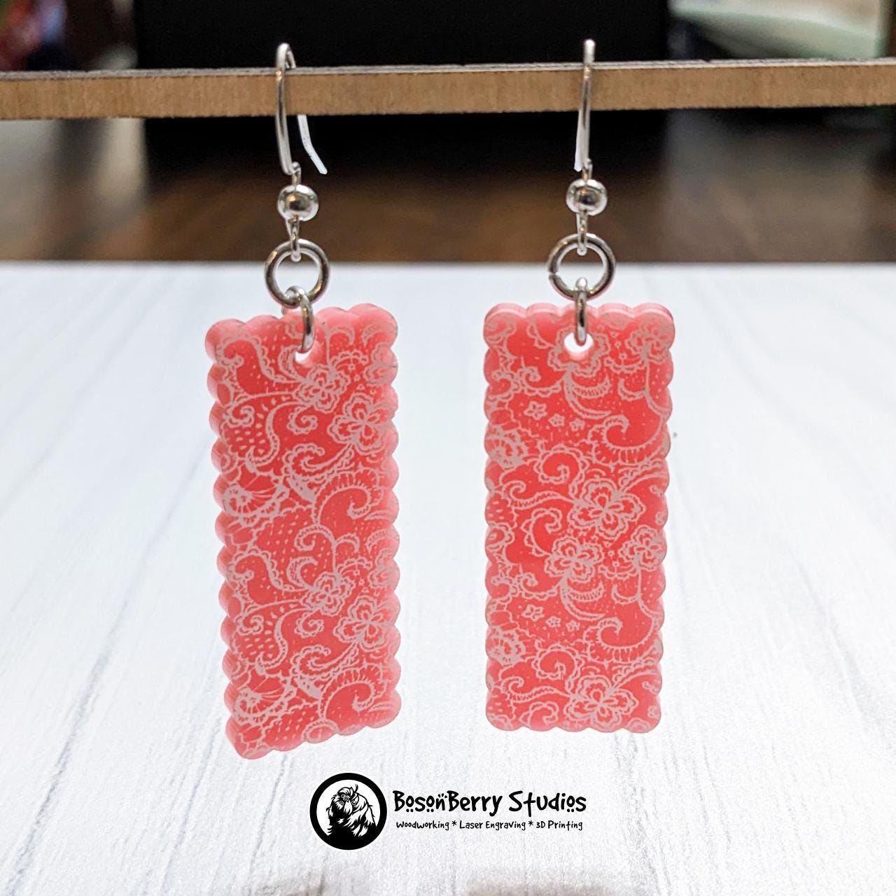 Pink Micro Lace Acrylic Earrings