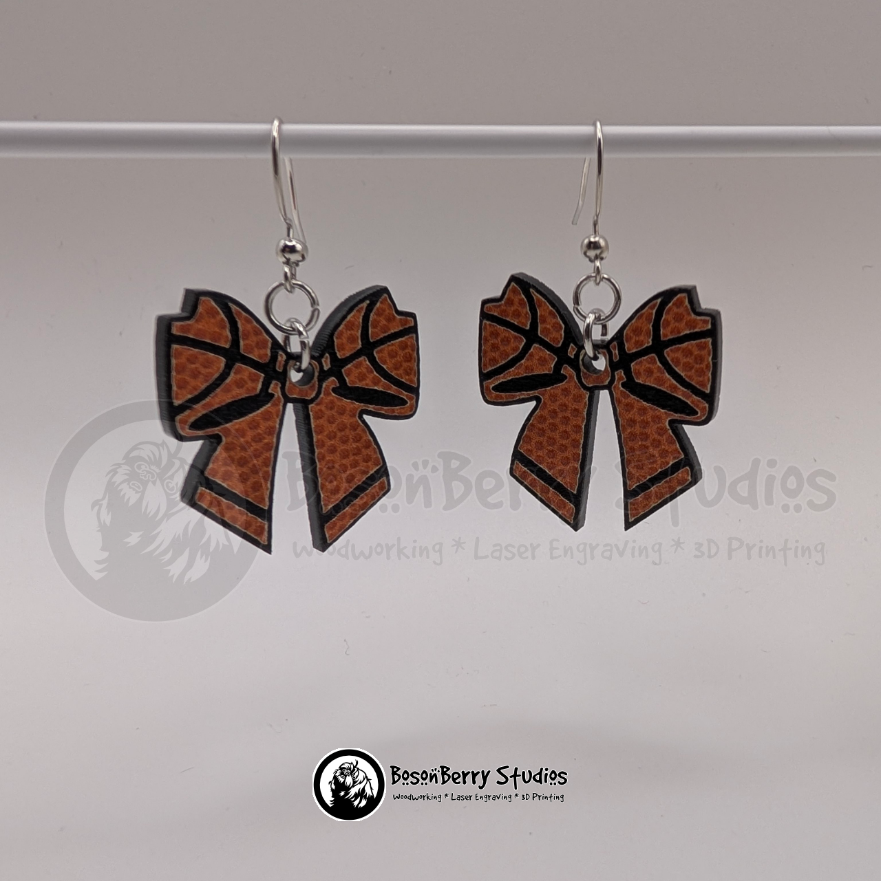 Football & Basketball Bows Textured Acrylic Earrings