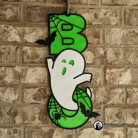 Boo Ghost Halloween Wooden Door Hanger