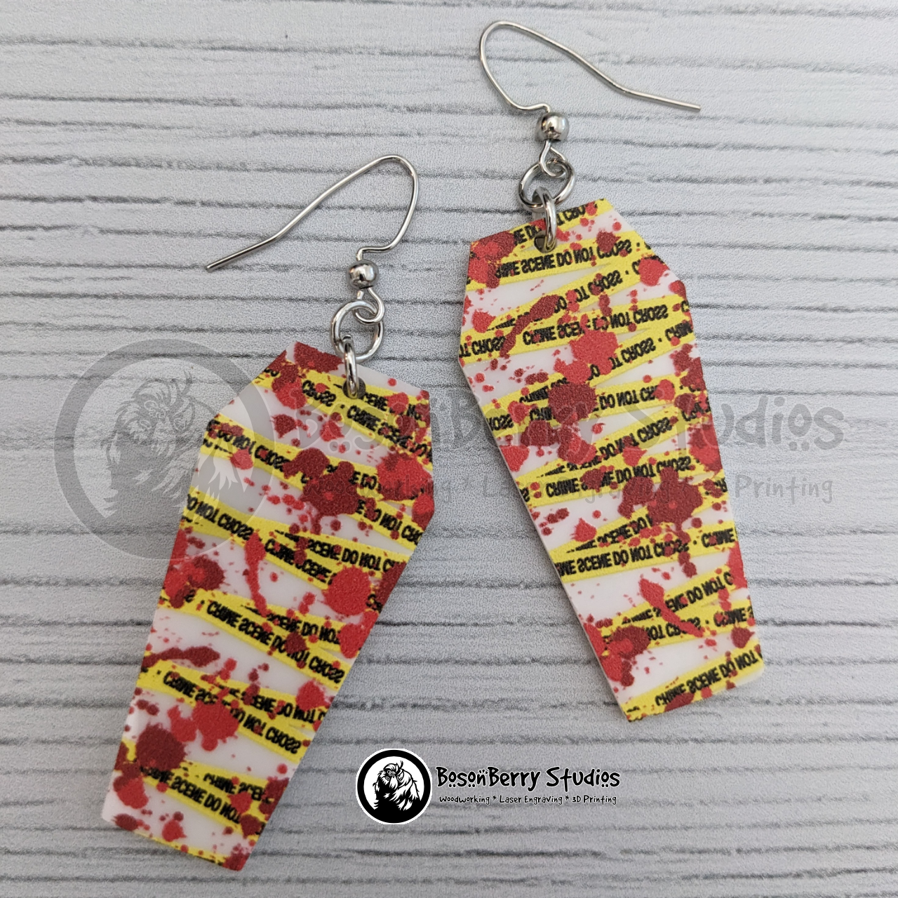Acrylic "Blood Splatter Crime Scene" Earrings