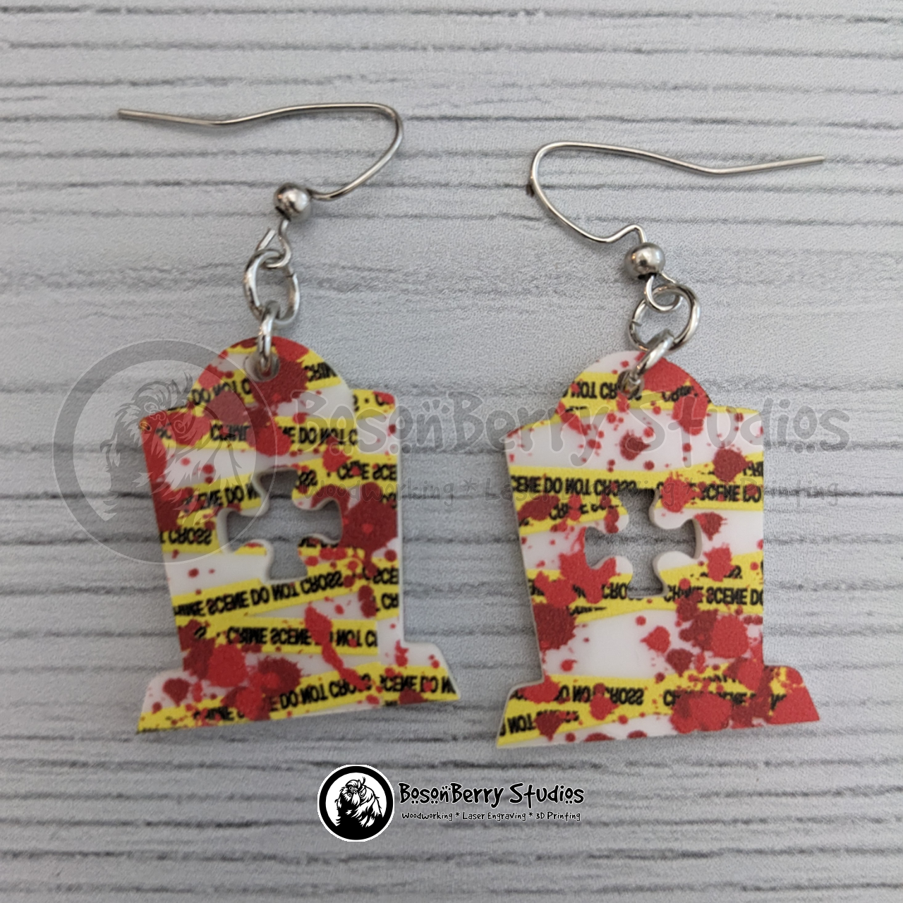 Acrylic "Blood Splatter Crime Scene" Earrings