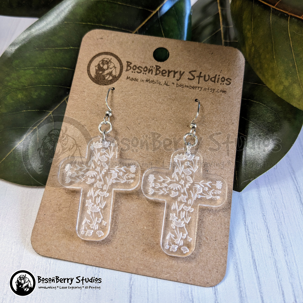 Clear Engraved Acrylic Earrings-4 Designs