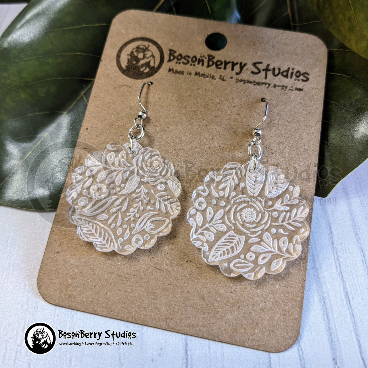 Clear Engraved Acrylic Earrings-4 Designs