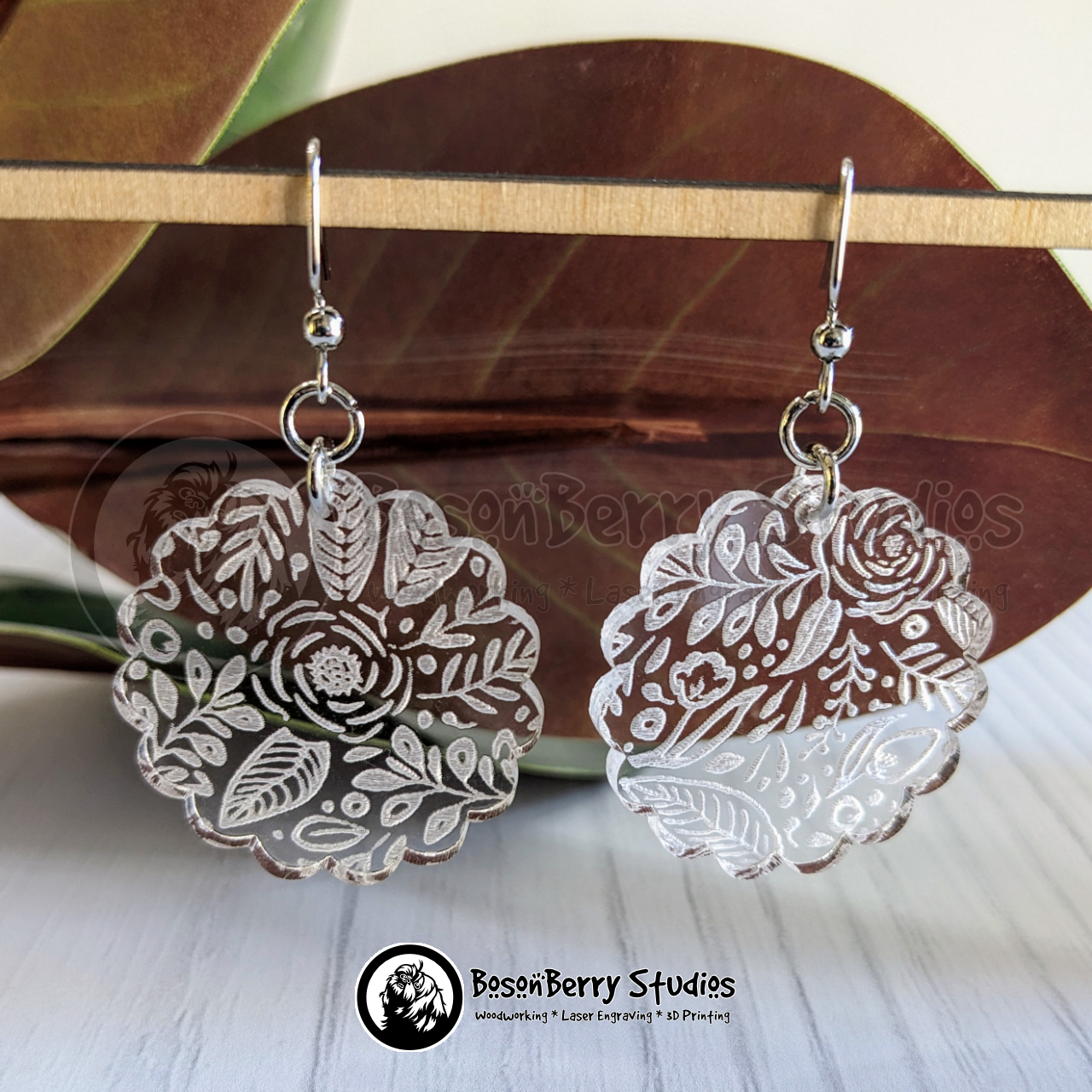Clear Engraved Acrylic Earrings-4 Designs