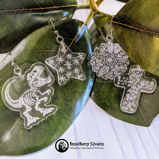 Clear Engraved Acrylic Earrings-4 Designs