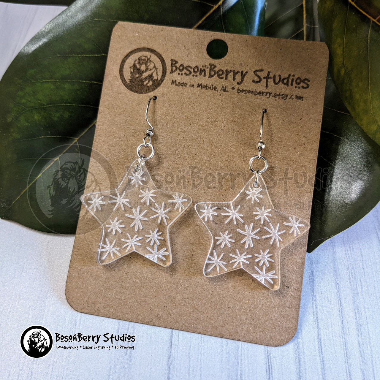 Clear Engraved Acrylic Earrings-4 Designs