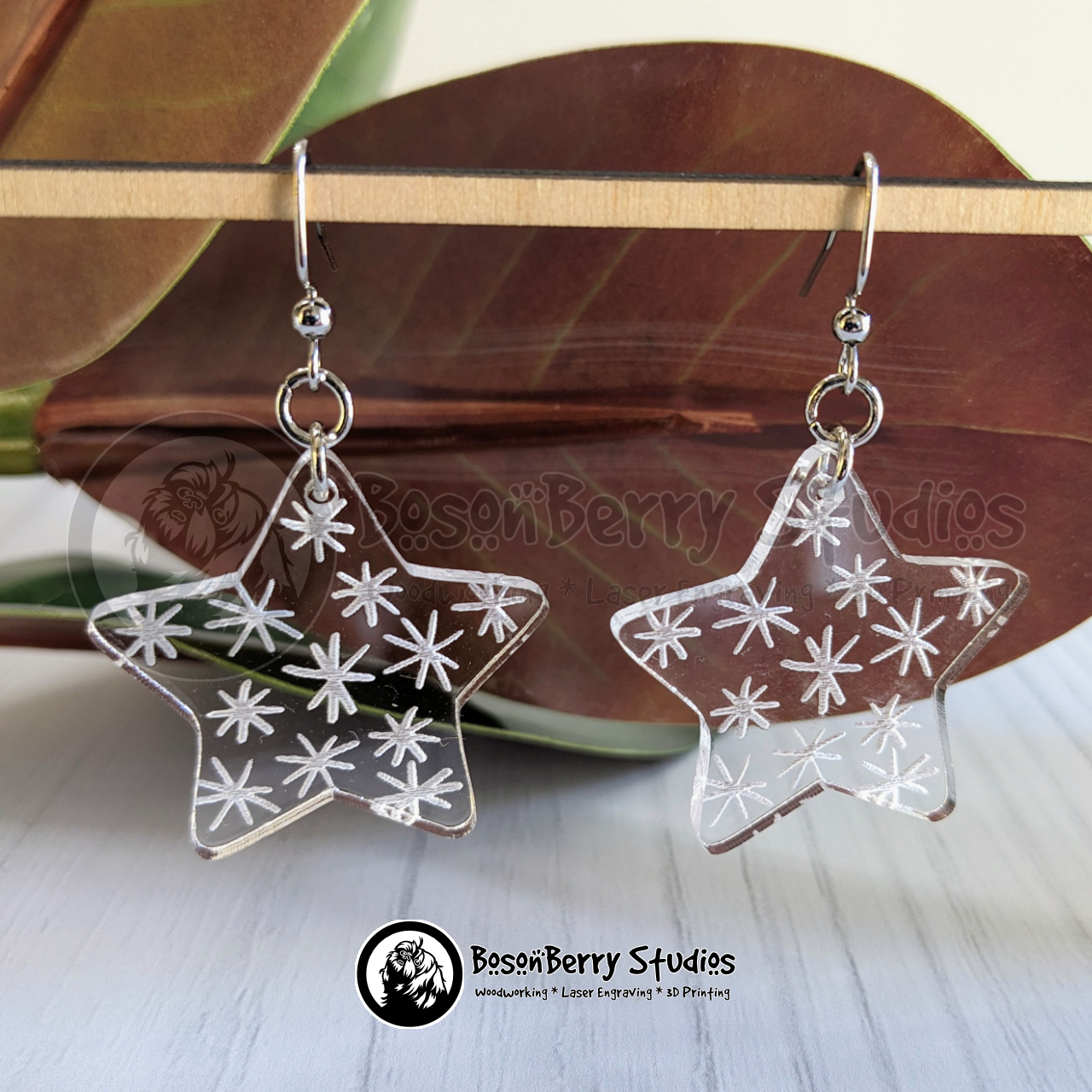 Clear Engraved Acrylic Earrings-4 Designs