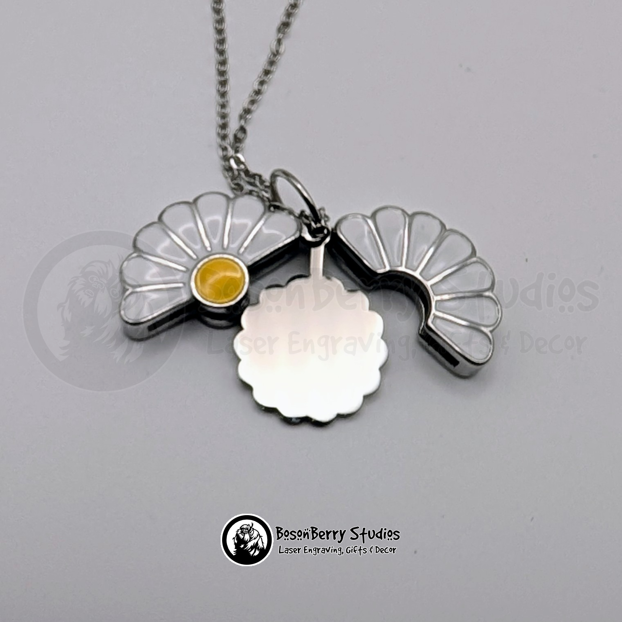 Daisy Reveal Necklace with Personalized Engraving
